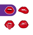 pop art woman lips icon set vector image vector image
