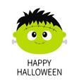 happy halloween frankenstein zombie monster round vector image