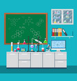laboratory equipment jars beakers flasks vector image vector image