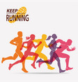 running people set of silhouettes sport vector image