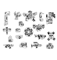 set of stylized native american symbols vector image