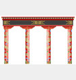 eastern chinese arch carved red gold columns vector image vector image