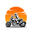 biker riding motorcycle logo vector image