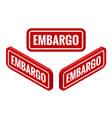 isometric red rubber print of embargo text vector image