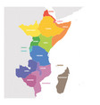 east africa region colorful map of countries vector image