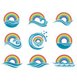 rainbow and sea icons vector image