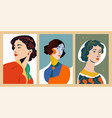 set of cards with portraits of beautiful women vector image