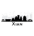 xian city skyline black and white silhouette vector image