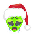 alien head in santa hat - crying vector image vector image
