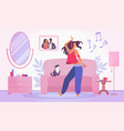 happy dance and movement of woman at home cute vector image vector image