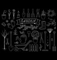 hand drawn chalk garden tools set vector image