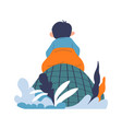 kid sitting on fathers neck back view vector image vector image