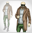 man with skull and beard and moustaches vector image vector image