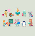 back to school animals hand drawn style education vector image vector image
