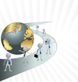 business men road and globe vector image vector image
