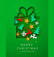 merry christmas paper cut decoration gift card vector image