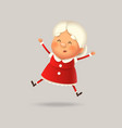 cute mrs claus jump - happy expression vector image vector image