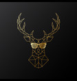 golden polygonal deer in glasses vector image
