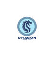 round logo stylistic simple framed blue dragon vector image