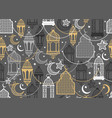 arabic lantern and moon stars seamless pattern vector image