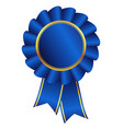 beautiful blue ribbon award with gold accents vector image vector image