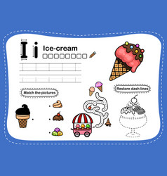 Alphabet letter i-ice cream island igloo Vector Image