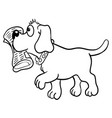 brown labrador dog brings a newspaper in his mouth vector image