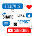 thumb up tags with with like and subscribe buttons vector image