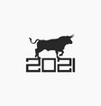 2021 new year symbol bull silhouette vector image