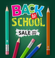 back to school sale fifty percent off lettering vector image