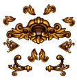 golden decorative elements floral curls arrows vector image