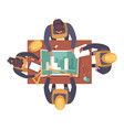 team of young architects and builders discussing vector image vector image