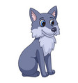 cartoon wolf cute grey coyote wild dog mascot vector image