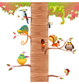 funny animals on branches with white background vector image vector image