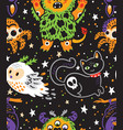 happy halloween seamless background with cartoon vector image