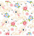 seamless pattern lambs on white background vector image