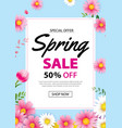 spring sale poster banner with blooming flowers vector image