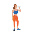 woman with water fitness girl drinking people vector image vector image