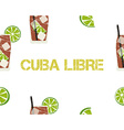 seamless pattern of cuba libre cocktail with lime vector image