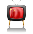 a tv with the flag of china vector image vector image