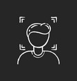 facial recognition chalk white icon on black vector image vector image