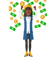 happy woman with flying money vector image