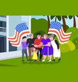 multi generation family holding usa flags vector image vector image