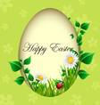 easter egg card with plants and ladybug vector image vector image