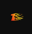 number 1 burning flame logo design template vector image