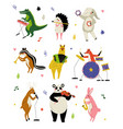 collection cute cartoon animals musicians vector image