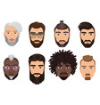colorful cartoon hipsters bearded men guys avatars vector image vector image