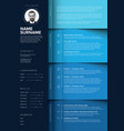 minimalist blue resume cv template vector image