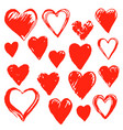 set of hand drawn hearts design element vector image vector image
