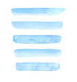 set of hand painted blue watercolor brush stroke vector image vector image
